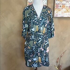 Modcloth Green Dinosaur and Flora Short Robe